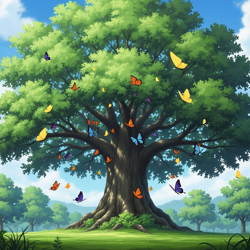 Animated Tree with Colorful Butterflies Animated Tree with Colorful Butterflies