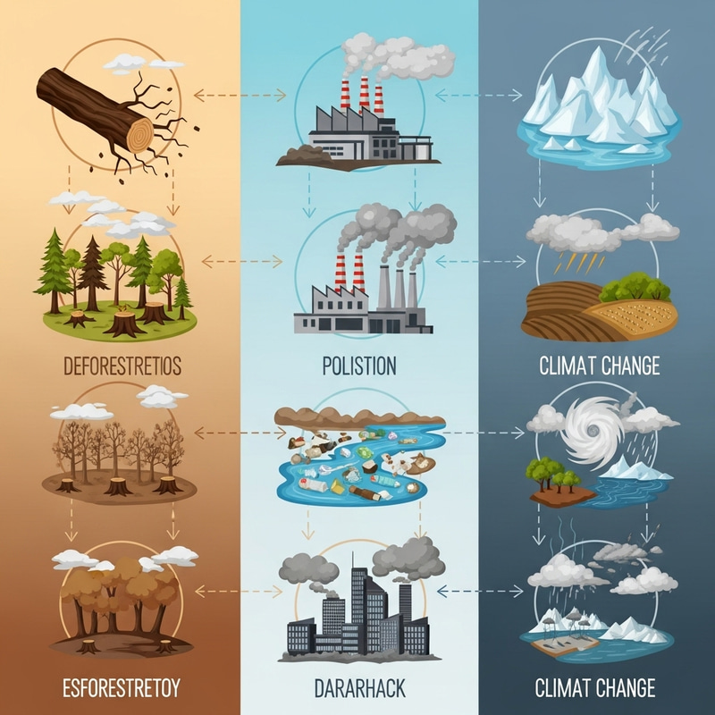 Eco Challenges Visual: Deforestation, Pollution, Climate Eco Challenges Visual: Deforestation, Pollution, Climate