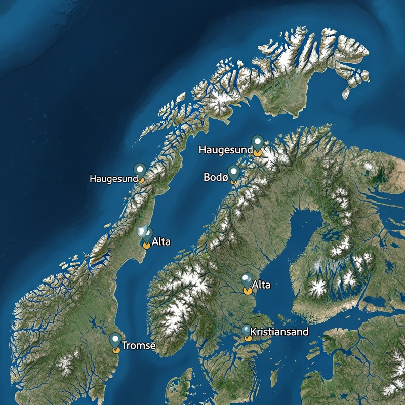 Satellite Map of Northern Norway: Topography & Key Locations Satellite Map of Northern Norway: Topography & Key Locations