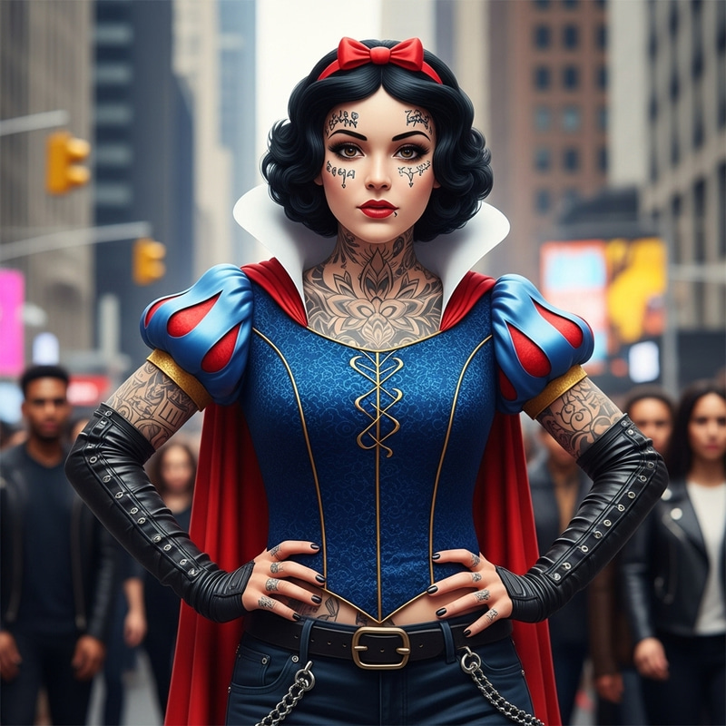 Snow White with Urban Face Tattoos: A Modern Leader