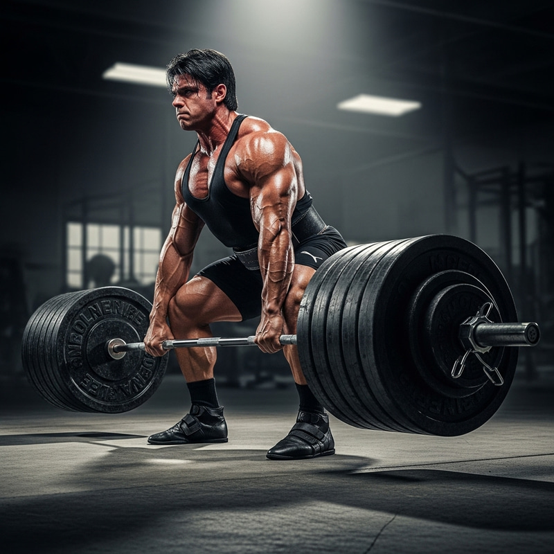 Muscular Guy Deadlifting 20 Plates - Powerlifting Strength Muscular Guy Deadlifting 20 Plates - Powerlifting Strength