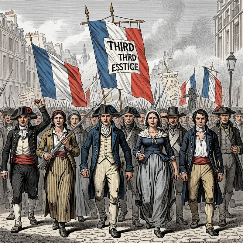 Struggle for Rights: Diverse Third Estate March - French Revolution Struggle for Rights: Diverse Third Estate March - French Revolution