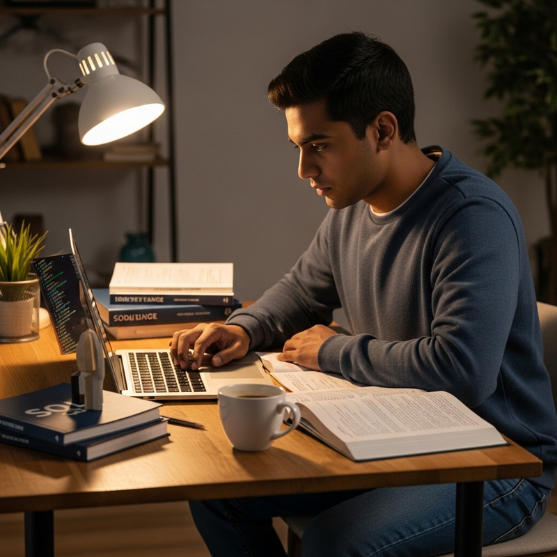 Student Learning SQL with Laptop | Database Management Student Learning SQL with Laptop | Database Management