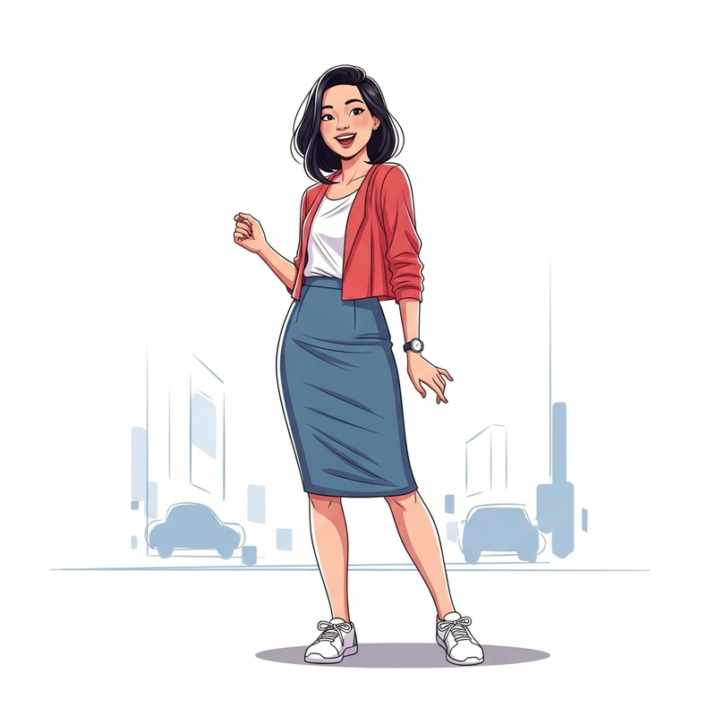 Young Girl Stylish Fitted Skirt Fashion Look