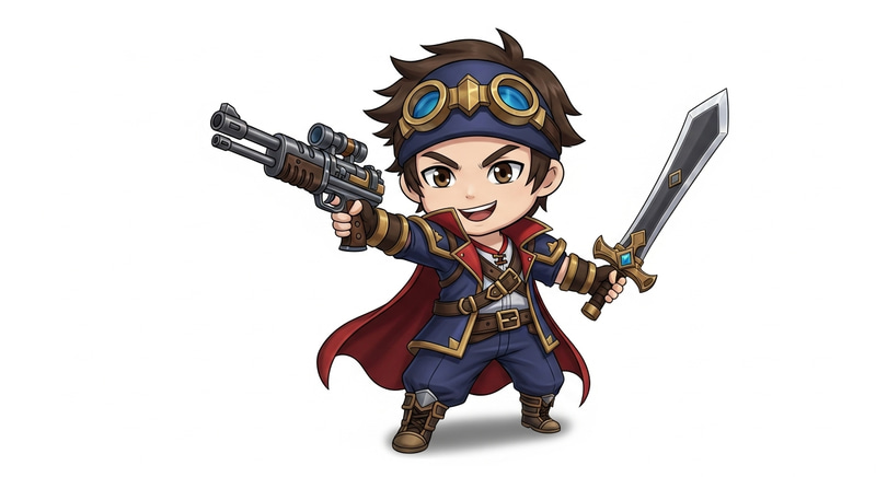 Vibrant Chibi Gunbreaker: Oreta Tsubasa from Final Fantasy XIV