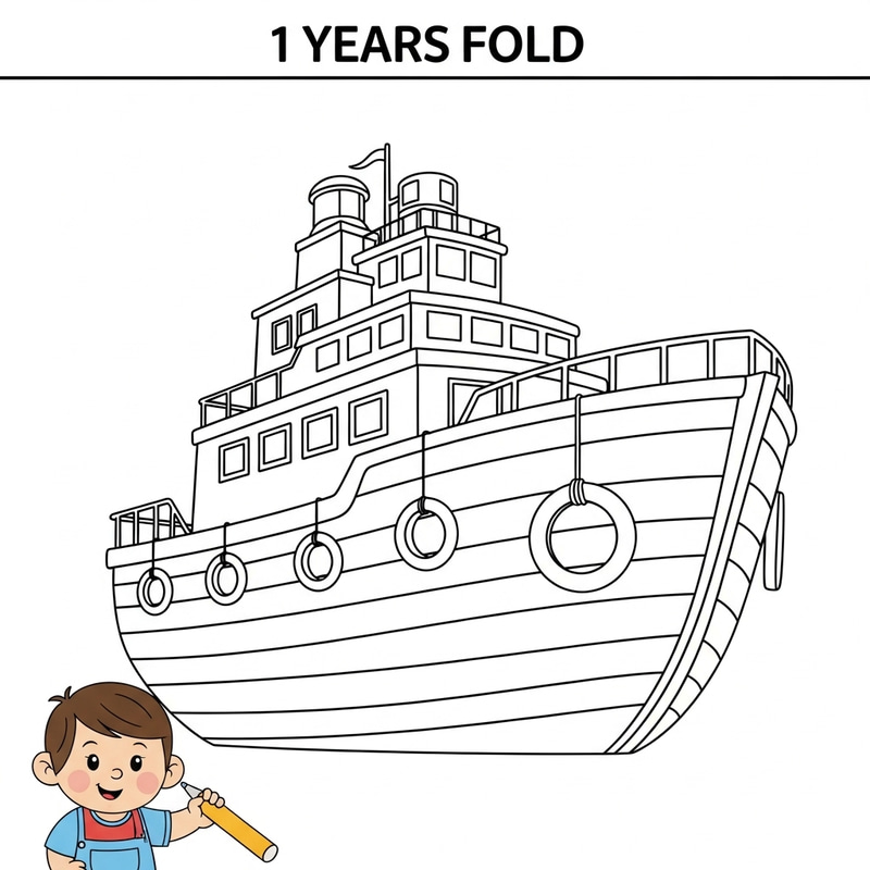 Large Simple Boat Coloring Page for Toddlers Large Simple Boat Coloring Page for Toddlers