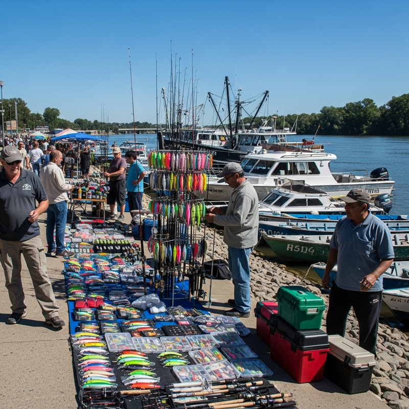 Bustling Riverside: Diverse Vendors and Boat Sales
