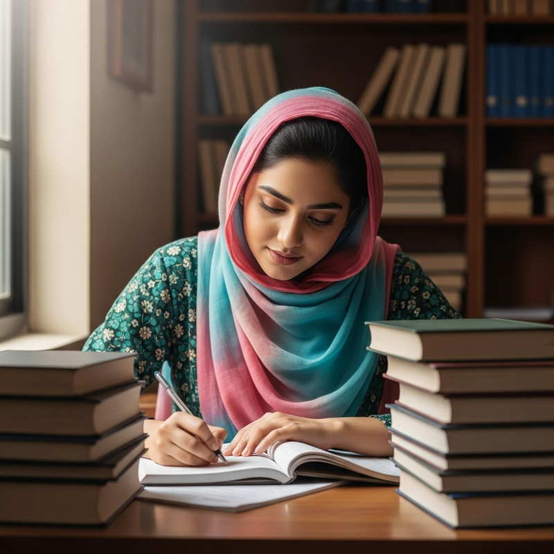 Respectful South Asian Student Engaged in Scholarly Pursuit