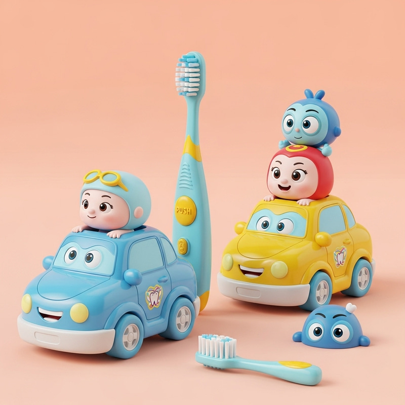 Lovable Pixar Characters Toothbrush-Car Toy for Kids | Dental Play