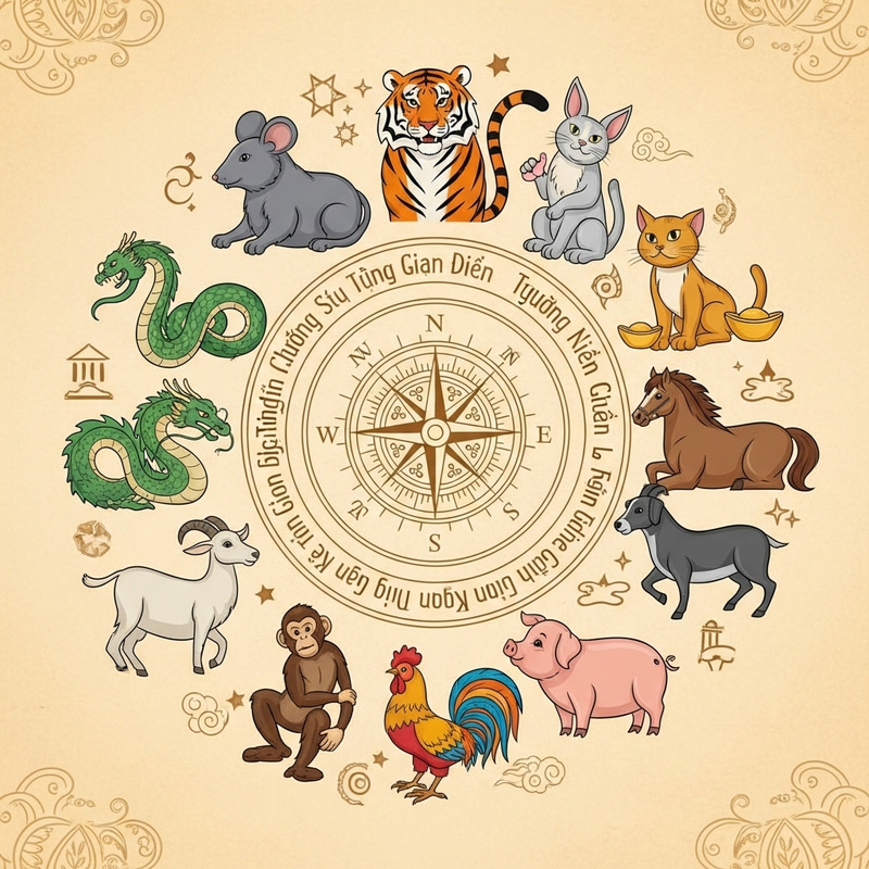 Vietnamese Zodiac Animals: Illustration & Authentic Culture Vietnamese Zodiac Animals: Illustration & Authentic Culture
