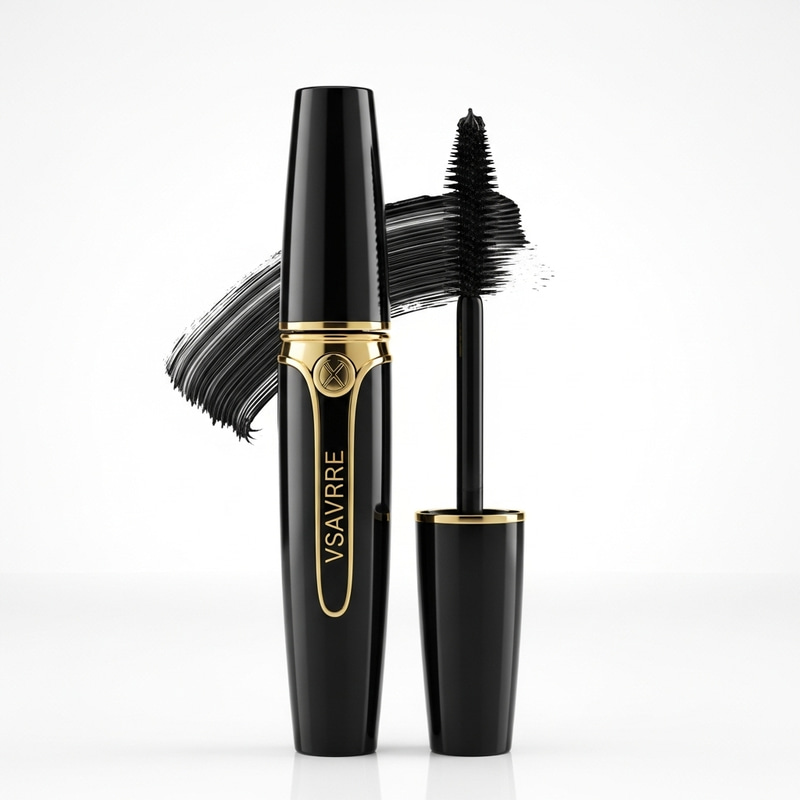 Captivating Black Mascara Tube with Luxurious Golden Accents Captivating Black Mascara Tube with Luxurious Golden Accents