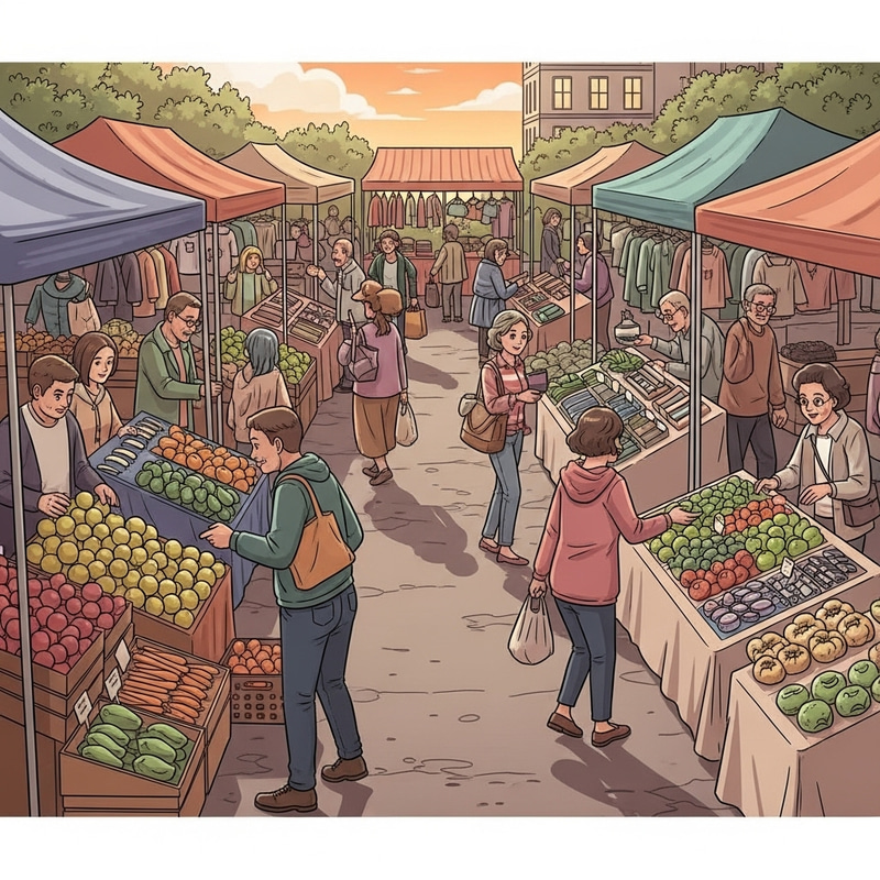 Energetic Open-Air Market: Fresh Produce, Handmade Goods & More