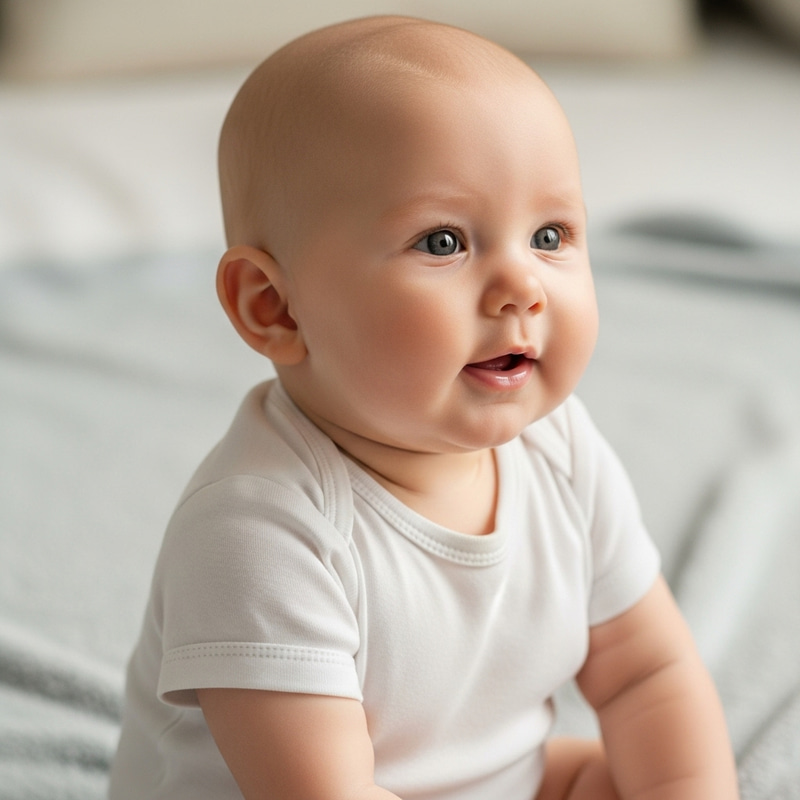 Bald Infant Photos: Cute Baby with No Hair