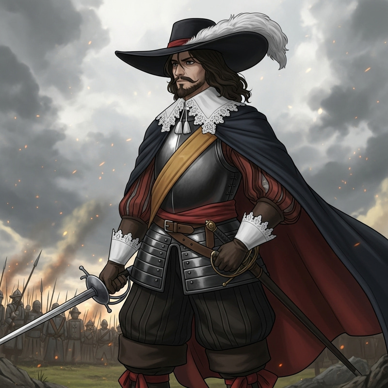 Oliver Cromwell Anime - English Warrior on Battlefield