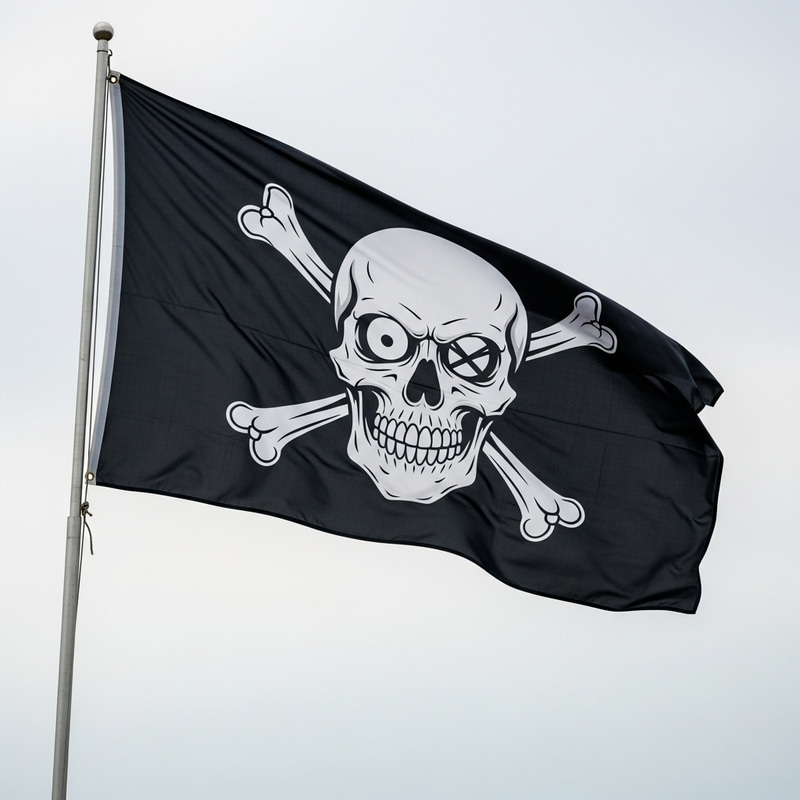 Funny Skull Pirate Flag Flying in the Wind Funny Skull Pirate Flag Flying in the Wind