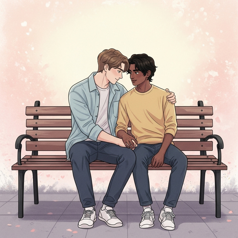 Romantic Couple Illustration in Soft Pastels Romantic Couple Illustration in Soft Pastels