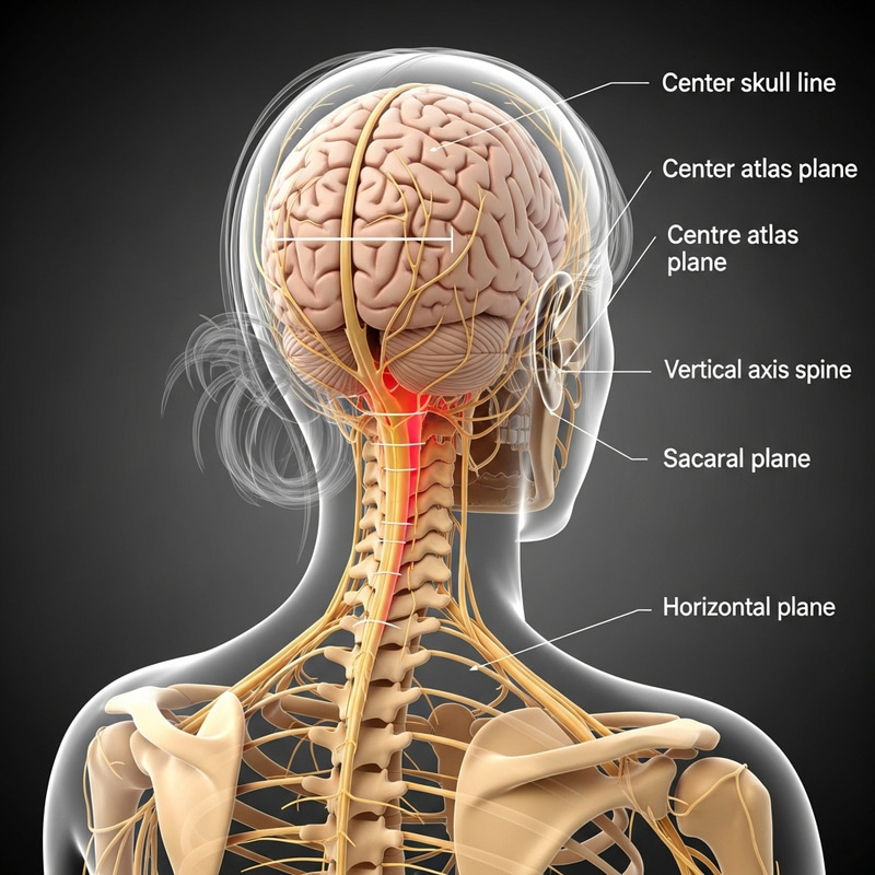 Educational Illustration of Human Nervous System: Posterior View Educational Illustration of Human Nervous System: Posterior View