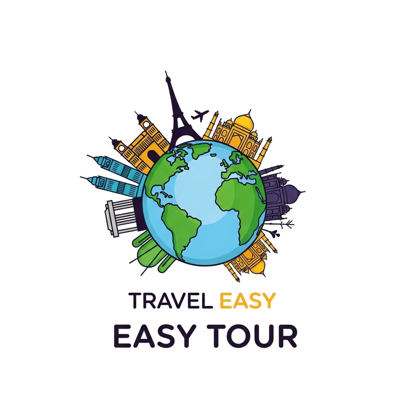 Lively Globe Illustration with Iconic Landmarks | Easy Tour Agency Lively Globe Illustration with Iconic Landmarks | Easy Tour Agency