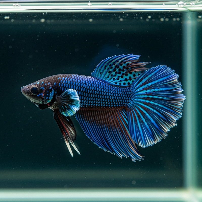 Avatar Betta Fish - Majestic HMPK Variety with Blue Fin and Black Body