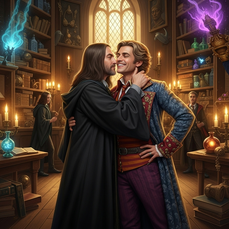 Magical School Romance - Snape and Lockhart Kissing