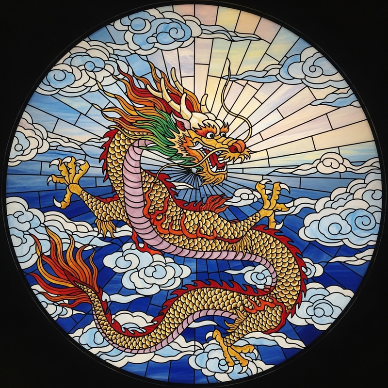 Chinese Dragon Stained Glass | Mythical Artwork Chinese Dragon Stained Glass | Mythical Artwork