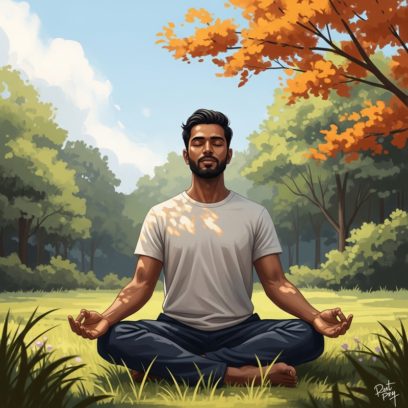 Peaceful Meditation Scene with Nature in Earthy Tones