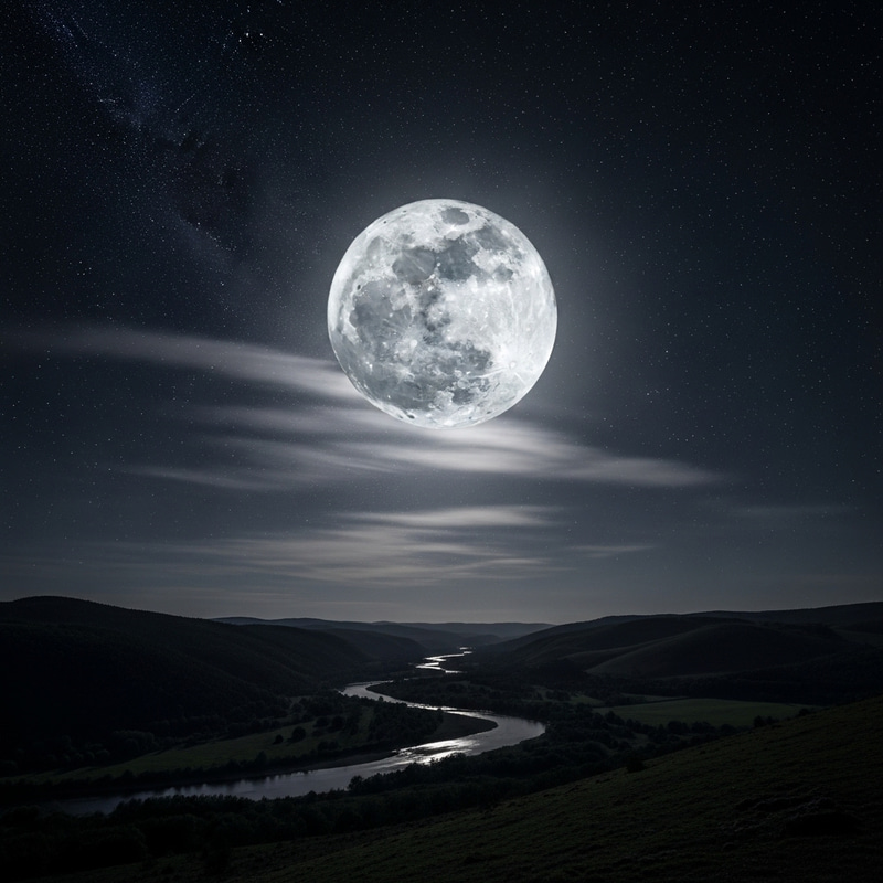 Star-Studded Sky: Illuminated Bulan on Silver Glow Star-Studded Sky: Illuminated Bulan on Silver Glow