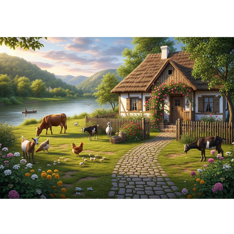 Tranquil Countryside Village with Riverfront House Tranquil Countryside Village with Riverfront House