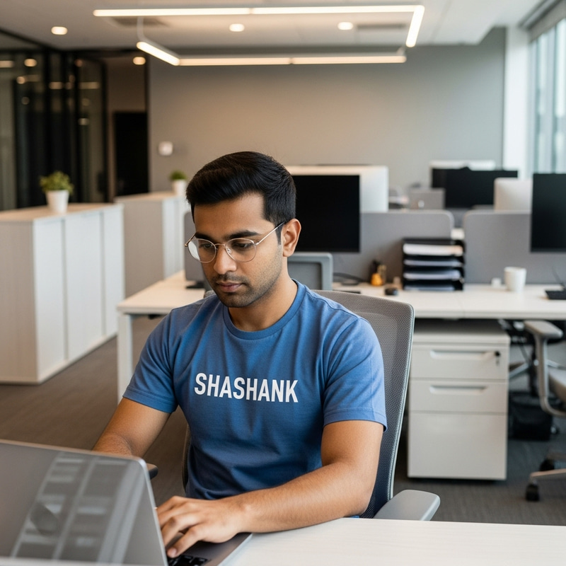 Young South Asian Boy 'Shashank' in Office with Laptop Young South Asian Boy 'Shashank' in Office with Laptop