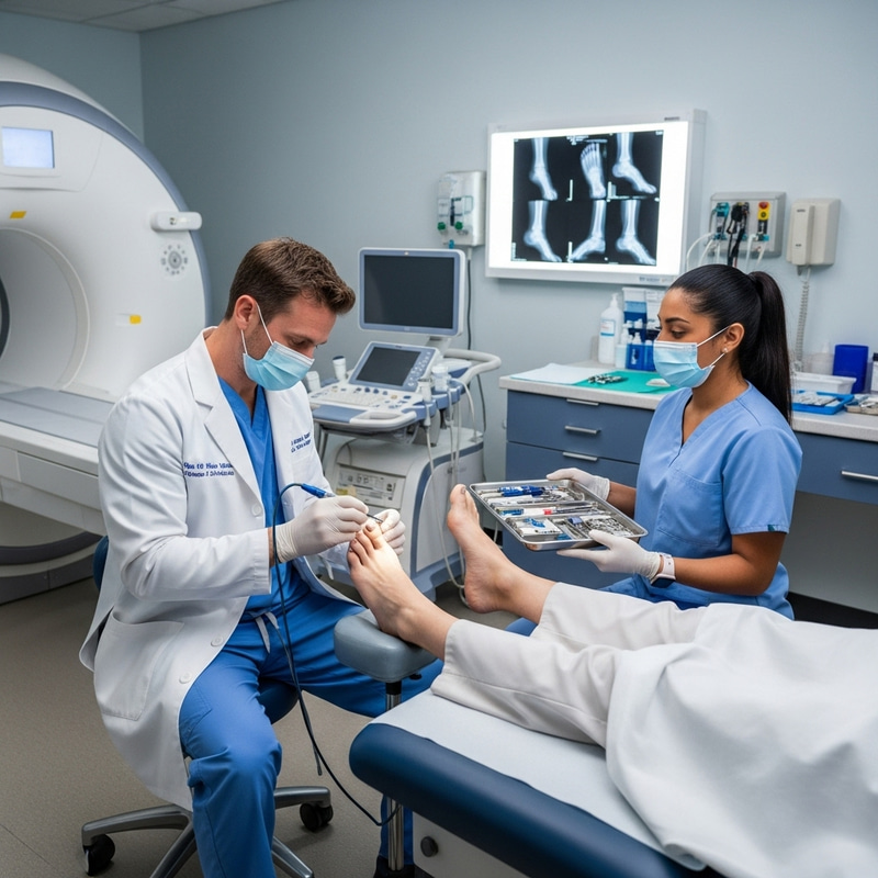 Top Foot Specialist Treating Patient with Modern Technology Top Foot Specialist Treating Patient with Modern Technology