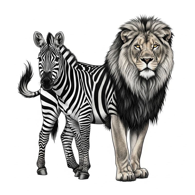 Liobra: Majestic Lion-Zebra Hybrid Creature Liobra: Majestic Lion-Zebra Hybrid Creature