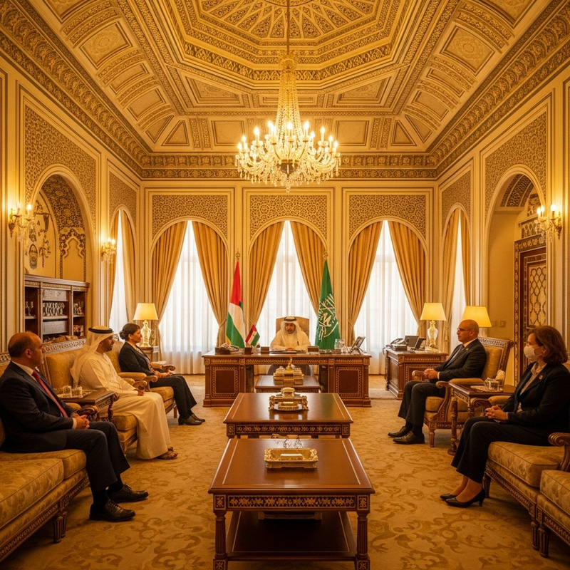 Elegant Palestinian Embassy Office with Regal Ambiance