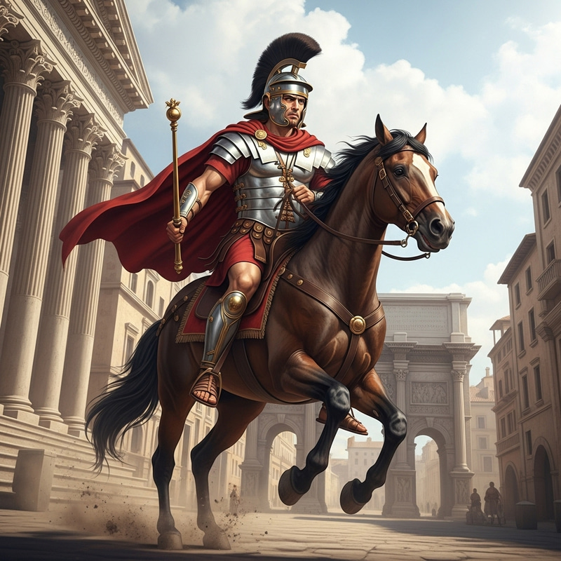 Ancient Roman Emperor Marcus Aurelius on Majestic Galloping Horse Ancient Roman Emperor Marcus Aurelius on Majestic Galloping Horse