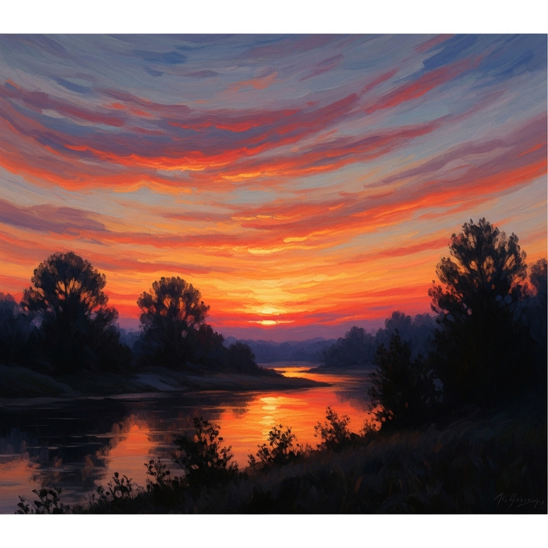 Stunning Impressionist Sunset Scene - Art Collection Stunning Impressionist Sunset Scene - Art Collection