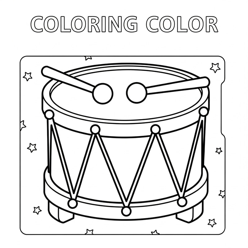 Simple Toy Drum Coloring Page for Kids Simple Toy Drum Coloring Page for Kids