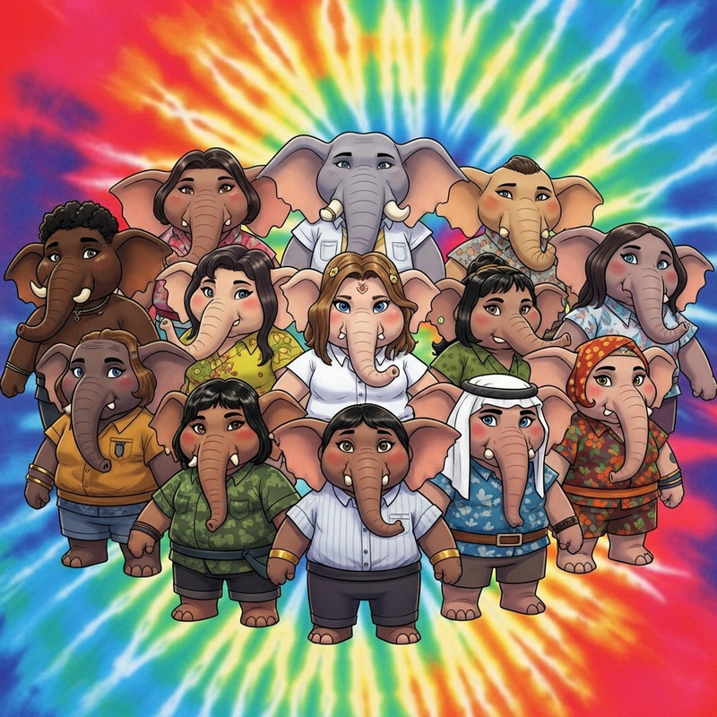 Cute Elephant People: Diversity & Color in Magical Setting
