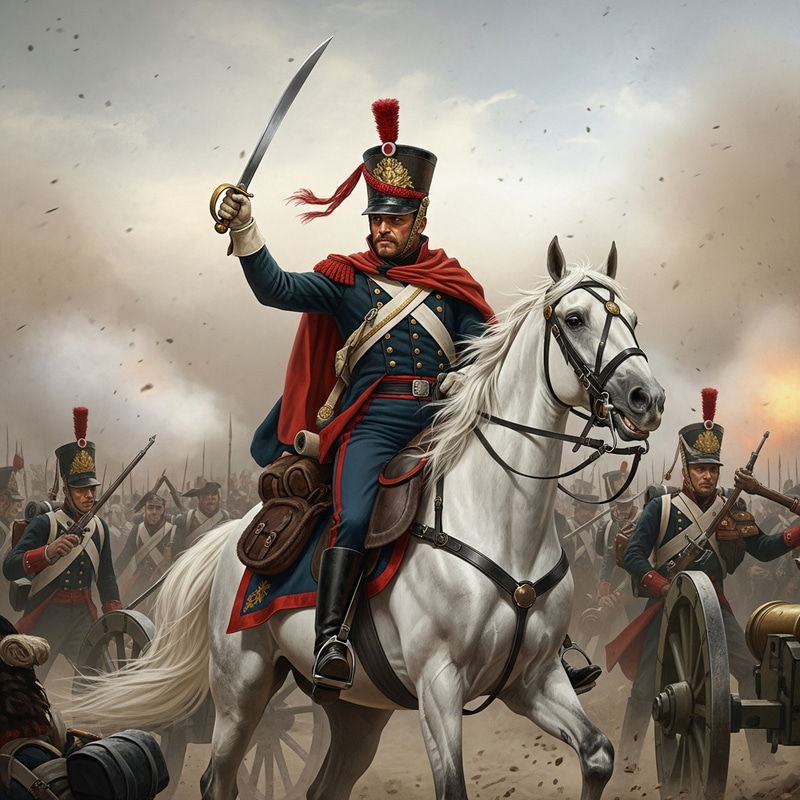 Andrew Jackson in Epic Battle Scene on White Horse