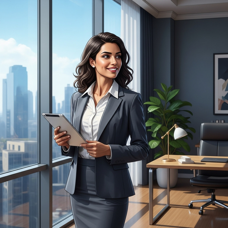 Successful Woman in Stylish Business Suit | City Skyline View Successful Woman in Stylish Business Suit | City Skyline View