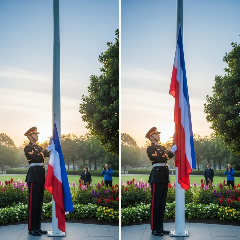 How to Raise a Country Flag: Step-by-Step Illustration How to Raise a Country Flag: Step-by-Step Illustration