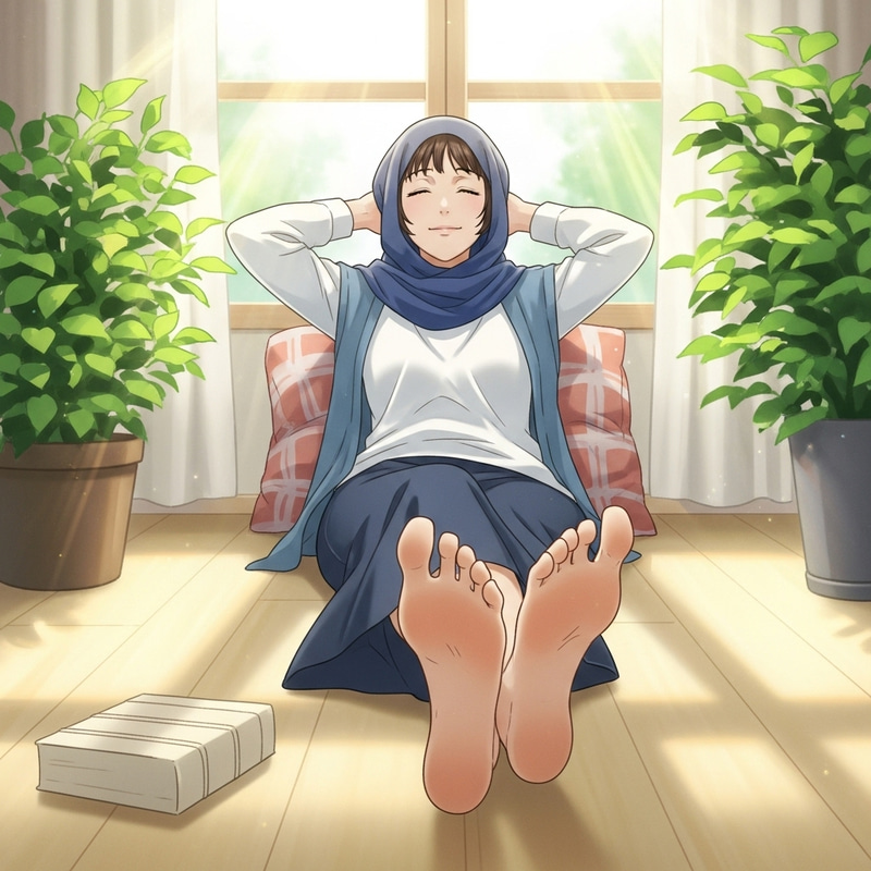 Nemona Girl Barefoot Relaxing: Youthful Soles Scene Nemona Girl Barefoot Relaxing: Youthful Soles Scene