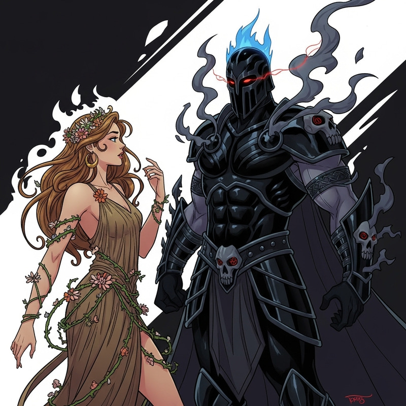 Persephone and Hades Marvel Style Art