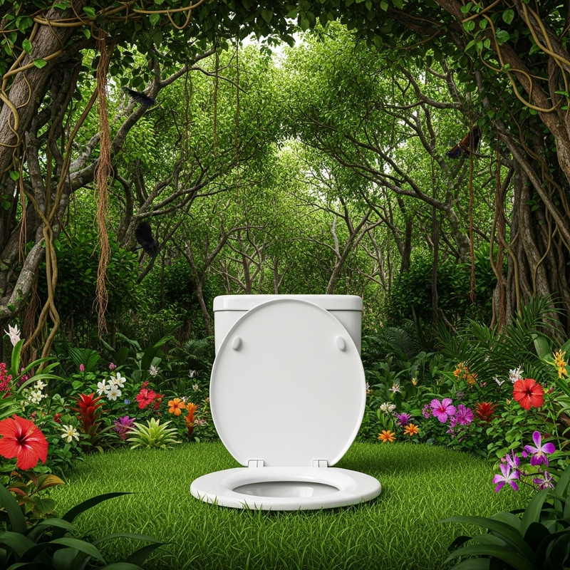 White Porcelain Toilet Seat in the Wild Jungle White Porcelain Toilet Seat in the Wild Jungle