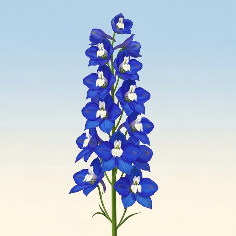 Beautiful Delphinium Flower Illustration
