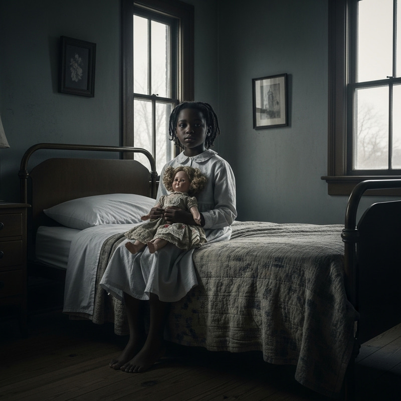 African American Ghost in Haunted Lighthouse Bedroom with Tattered Doll African American Ghost in Haunted Lighthouse Bedroom with Tattered Doll