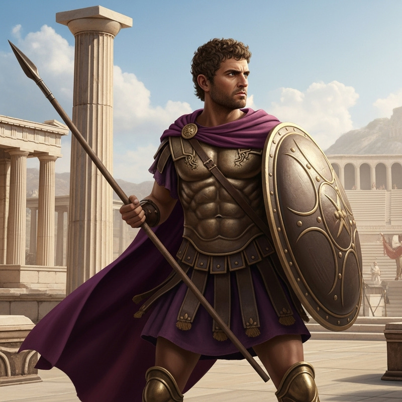 Ancient Warrior Leader with Spear and Shield Ancient Warrior Leader with Spear and Shield