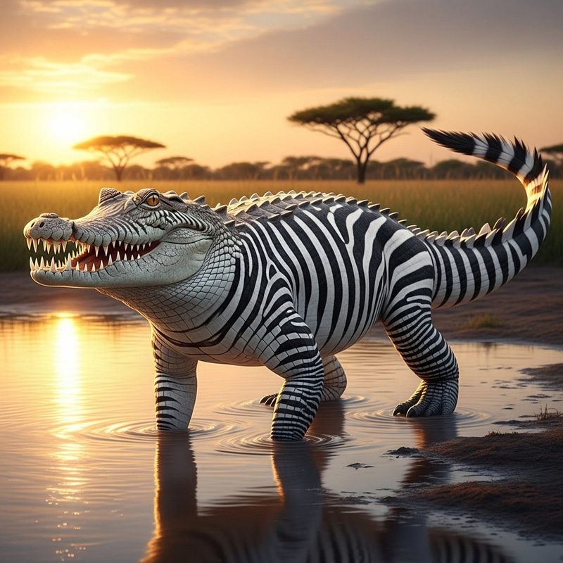 Ultra-Realistic Crocodile Zebra Fusion Ultra-Realistic Crocodile Zebra Fusion