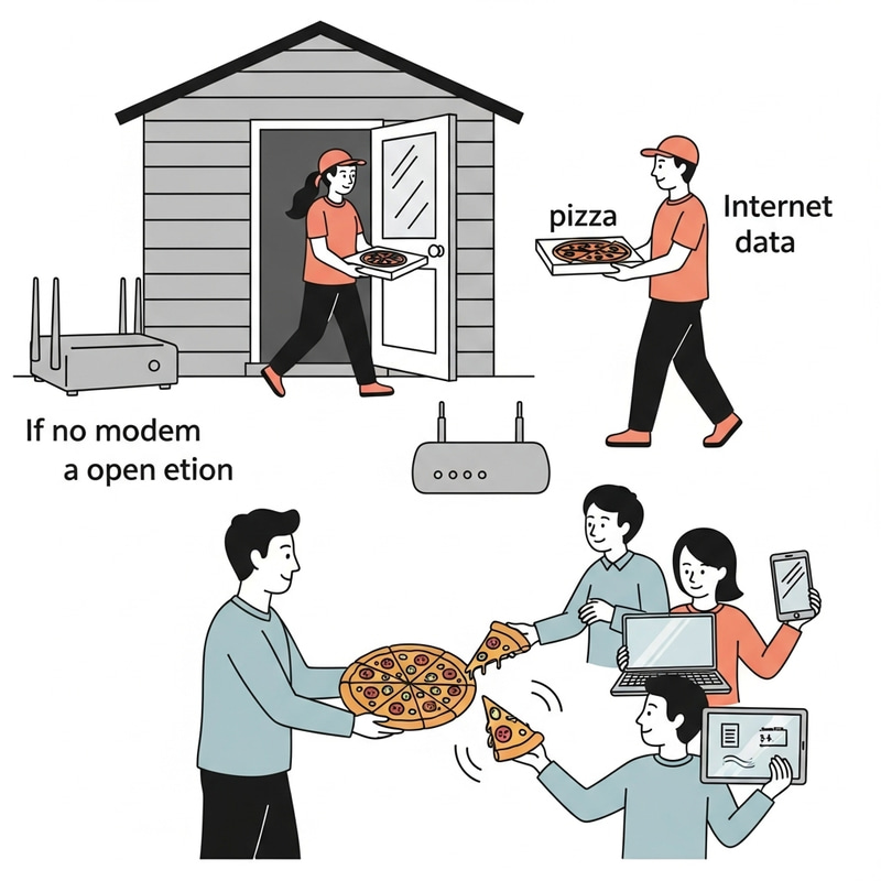 Pizza Delivery Internet Connection Analogy: Modem and Router Explained Pizza Delivery Internet Connection Analogy: Modem and Router Explained