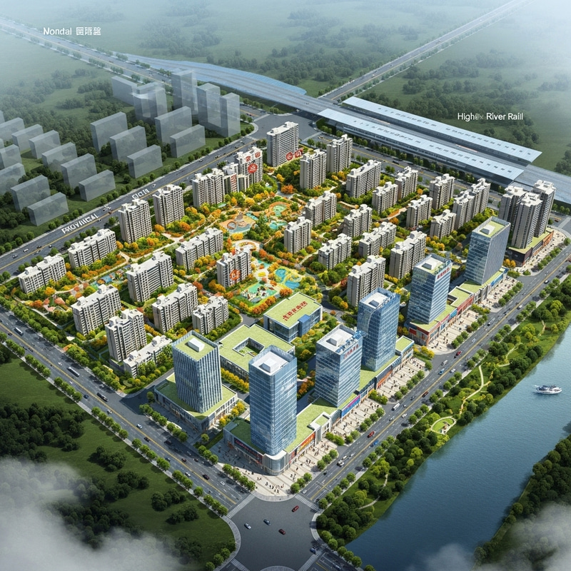 Master Plan for 1200-Acre Modern Industrial City with High-Speed Rail Station