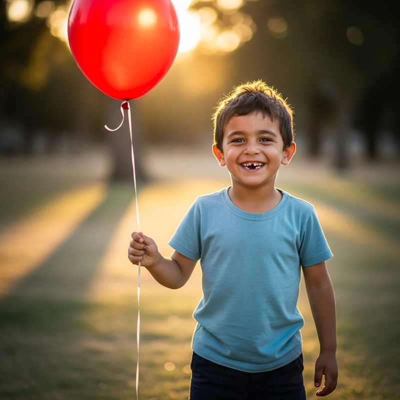 Innocent Middle-Eastern 5-Year-Old Boy Holding Flying Balloon Innocent Middle-Eastern 5-Year-Old Boy Holding Flying Balloon