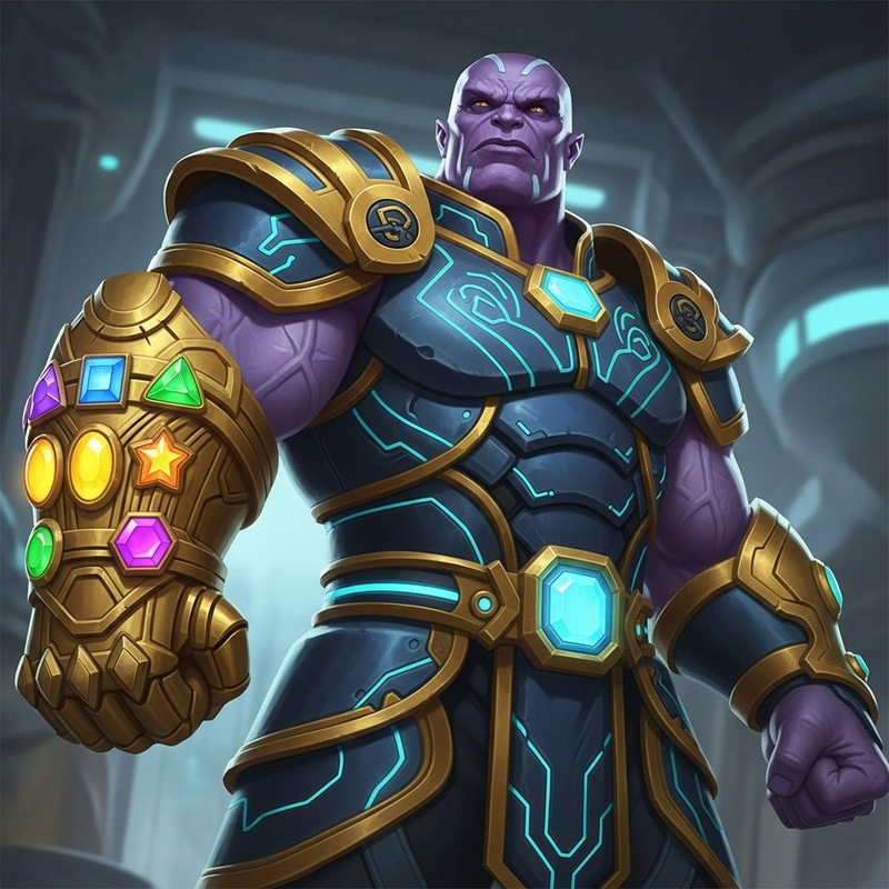 Purple Titan Thanos in Golden Gauntlet Armor Purple Titan Thanos in Golden Gauntlet Armor